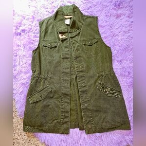 Olive Green Sleeveless Utility Jacket Cat & Jack 14/16 XL